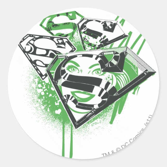 Adesivo Redondo Supergirl Green Spills (Frente)