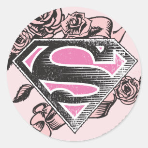 Adesivo Redondo Supergirl Logo with Roses