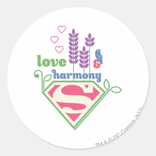 Adesivo Redondo Supergirl Love & Harmony (Frente)