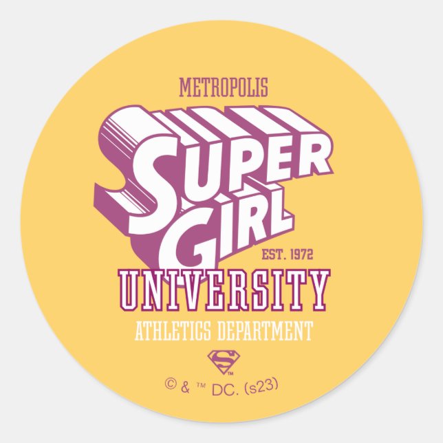 Adesivo Redondo Supergirl Metropolis University, Departamento de a (Frente)