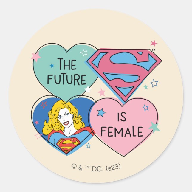 Adesivo Redondo Supergirl Out Of This World Retro Graphic (Frente)
