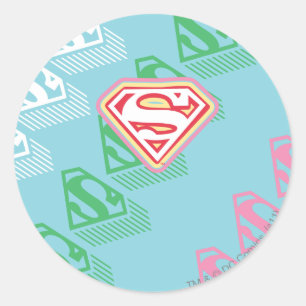 Adesivo Redondo Supergirl Pastel  Repeat Pattern