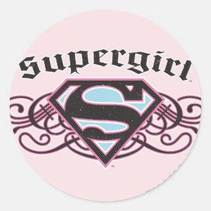 Adesivo Redondo Supergirl Pin Strips Black and Pink