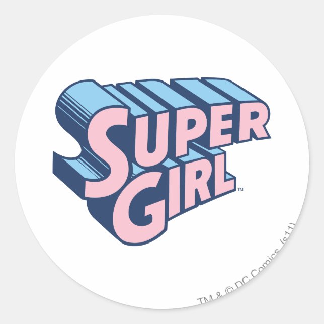 Adesivo Redondo Supergirl Pink and Blue Logo (Frente)