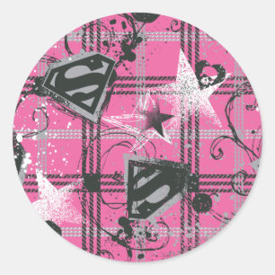 Adesivo Redondo Supergirl Pink Splatter Square