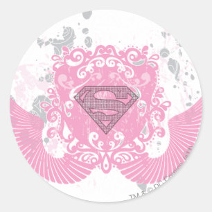 Adesivo Redondo Supergirl Pink Winged Design