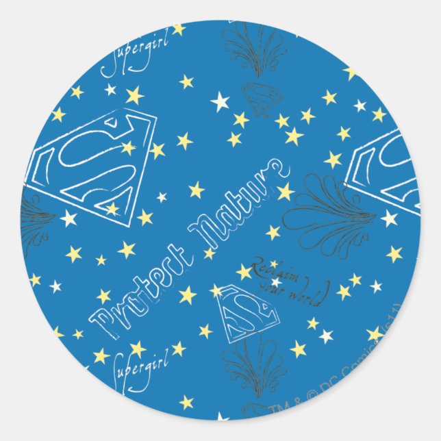 Adesivo Redondo Supergirl Protect Nature Pattern (Frente)