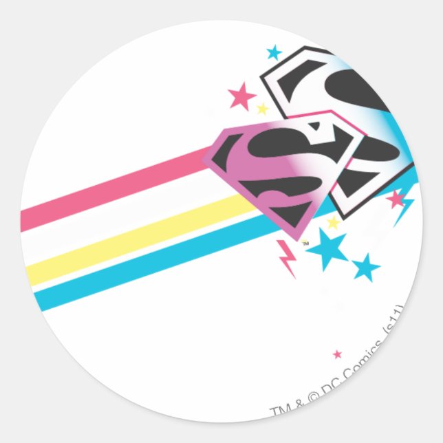 Adesivo Redondo Supergirl Rainbow Stripes (Frente)