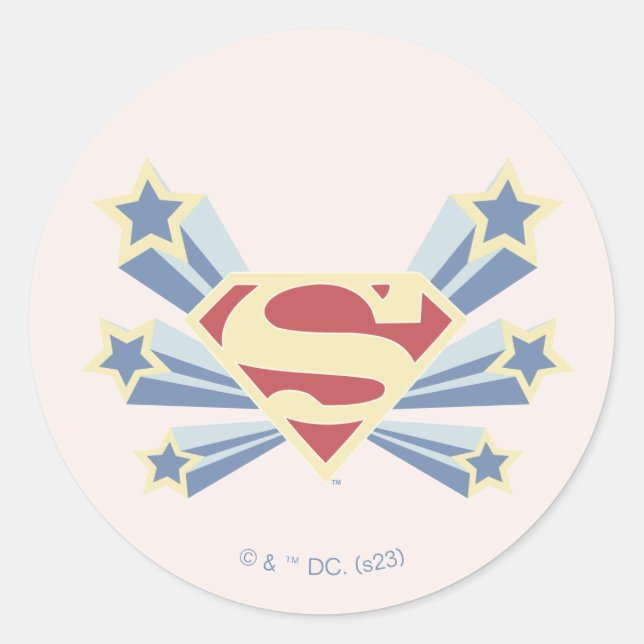 Adesivo Redondo Supergirl Stars S-Shield