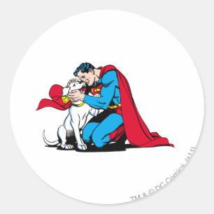 Adesivo Redondo Superman e Krypto