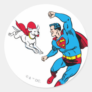 Adesivo Redondo Superman e Krypto 2