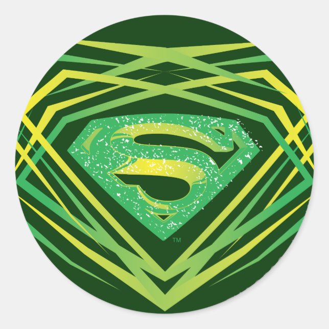 Adesivo Redondo Superman Estilizado | Logotipo decorativo verde (Frente)