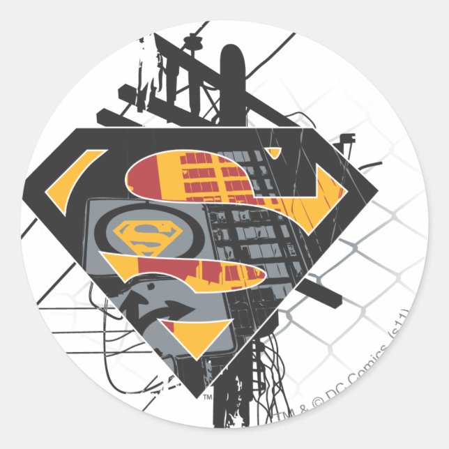 Adesivo Redondo Superman Estilizado | Logotipo Powerlines (Frente)