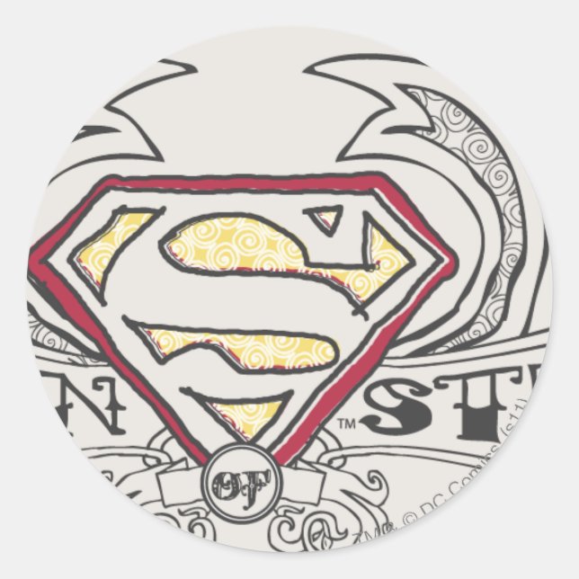 Adesivo Redondo Superman Estilizado | Logotipo textual (Frente)