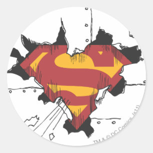 Adesivo Redondo Superman S-Shield   Broken Metal Logo
