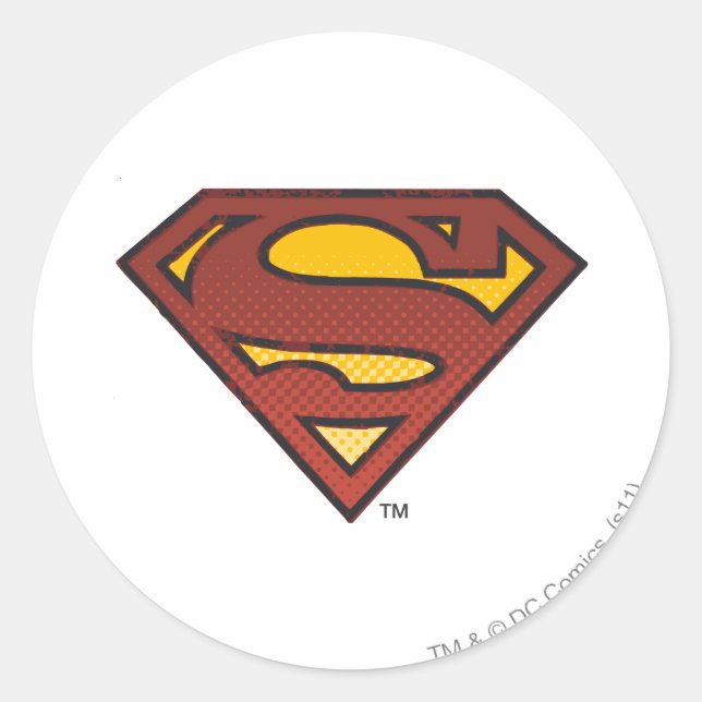 Adesivo Redondo Superman S-Shield | Logotipo de pontos desbotados (Frente)