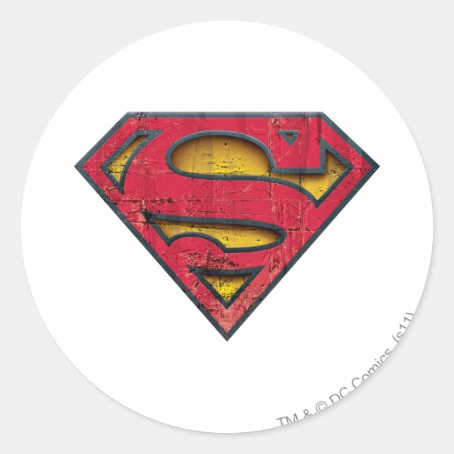 Adesivo Redondo Superman S-Shield | Logotipo em relevo (Frente)