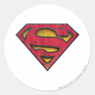 Adesivo Redondo Superman S-Shield   Logotipo em relevo