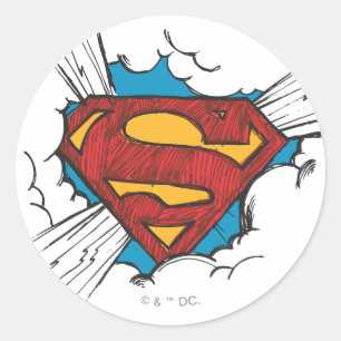 Adesivo Redondo Superman S-Shield   Within Clouds Logo