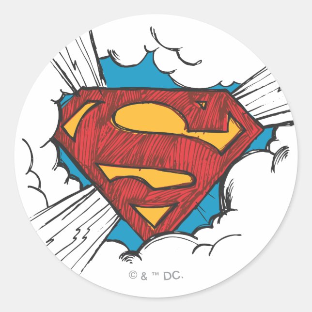 Adesivo Redondo Superman S-Shield | Within Clouds Logo (Frente)