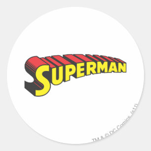 Adesivo Redondo Superman   Yellow Red Letters Logo