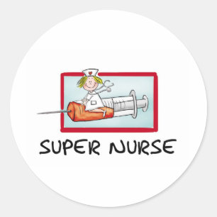 Adesivo Redondo supernurse - enfermeira cómico dos desenhos