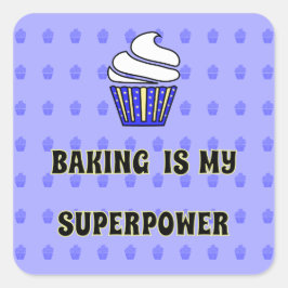 Adesivo Redondo Superpotência de panificação de cupcake azul