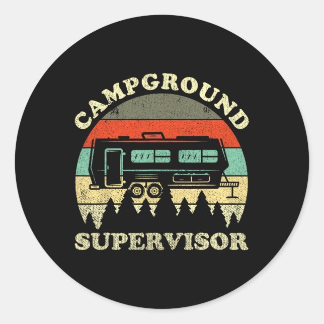 Adesivo Redondo Supervisor de Camping Familiar Marido Mulher (Frente)