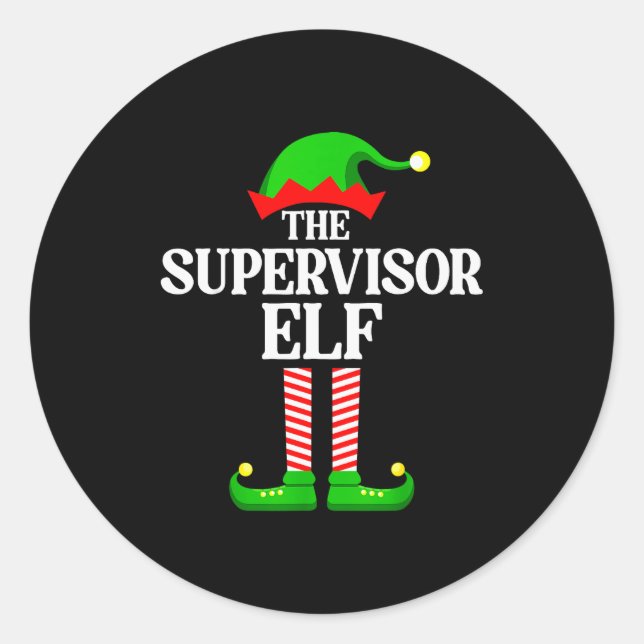 Adesivo Redondo Supervisor Elf Family Matching Group Funny Christm (Frente)