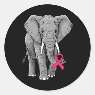 Adesivo Redondo Supo de Consciência do Cancer de Fita Rosa-Elefant