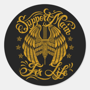 Adesivo Redondo Suportar Asas Amarelas Grunge Principais