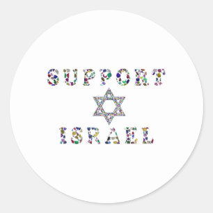 Adesivo Redondo Suportar Israel - Design Gemstone Lettering