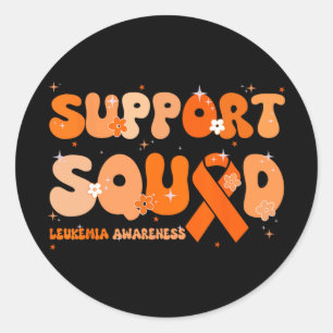 Adesivo Redondo Suportar Leucemia Laranja Esquadrão Cancer Sanguín