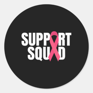 Adesivo Redondo Suporte à Consciência do Cancer de Fita Rosa Esqua