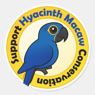 Adesivo Redondo Suporte à Conservação Hyacinth Macaw