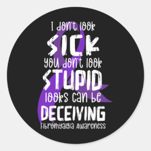 Adesivo Redondo Suporte a Fibromialgia Consciência Mês Fibro Guerr