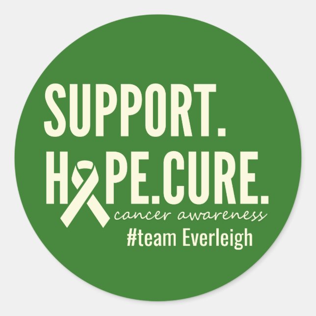 Adesivo Redondo Suporte a reconhecimento de canceres Autocolantes (Frente)