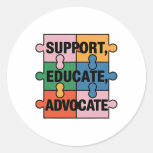 Adesivo Redondo Suporte ao Educate Advocate Quebra-cabeça Piece Au