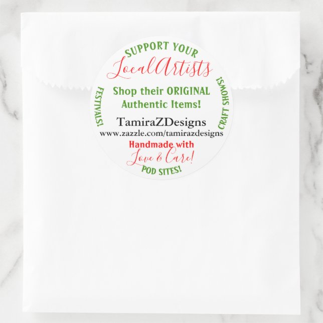 Adesivo Redondo Suporte aos artistas locais (Bolsa)