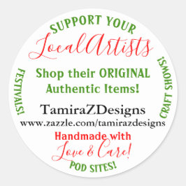 Adesivo Redondo Suporte aos artistas locais