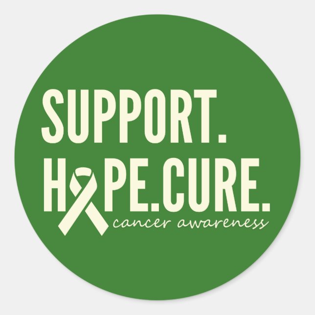 Adesivo Redondo Suporte de conscientização para o cancer, esperanç (Frente)