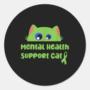 Adesivo Redondo Suporte de Saúde Mental Cat _ Saúde Mental S Aware