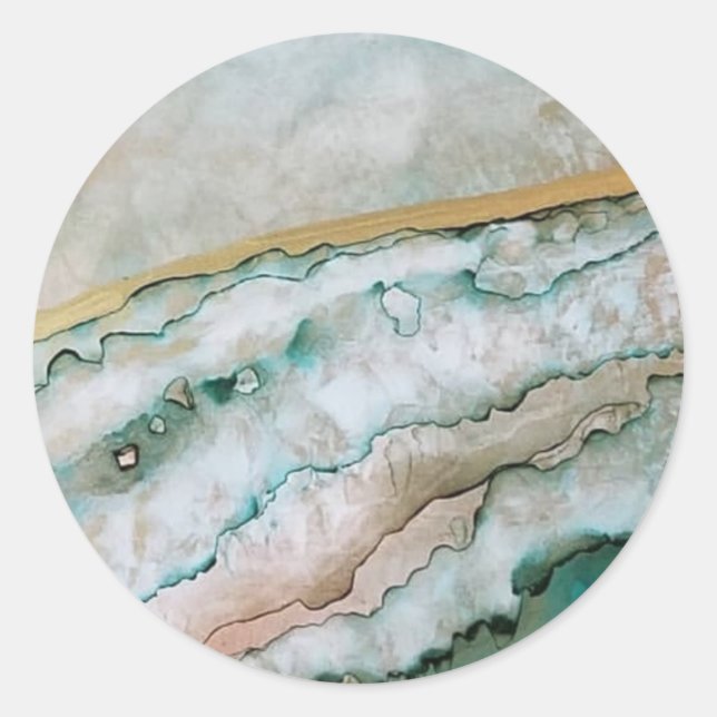 Adesivo Redondo Suporte de telefone inspirado no oceano (Frente)