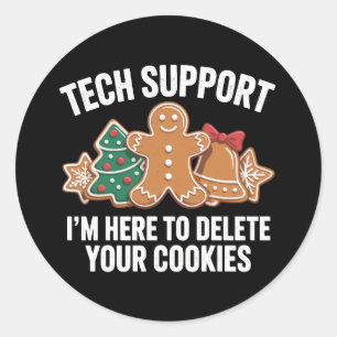 Adesivo Redondo Suporte Técnico Aqui Para Excluir Cookies No Natal