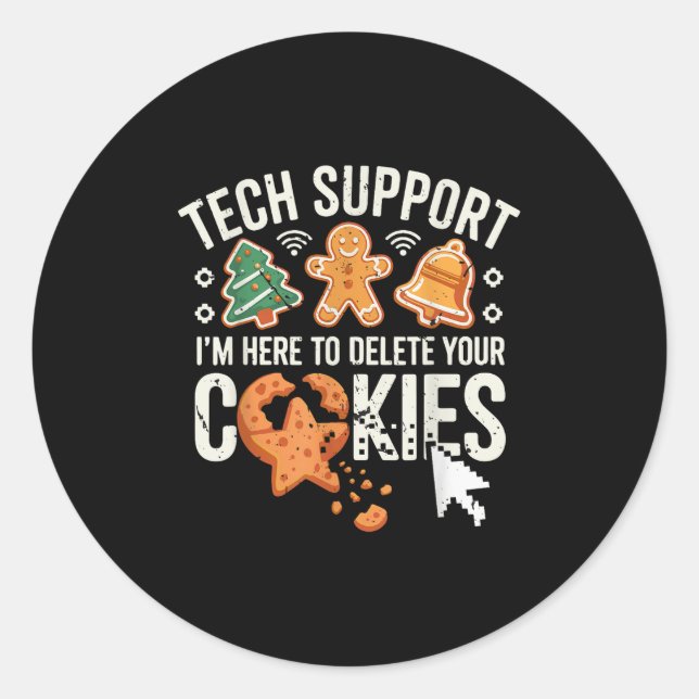 Adesivo Redondo Suporte Técnico De Natal Aqui Para Excluir Cookies (Frente)
