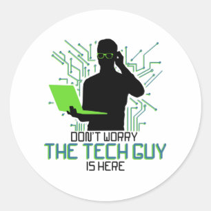 Adesivo Redondo Suporte Técnico Não Se Preocupe Com A Cara Técnica