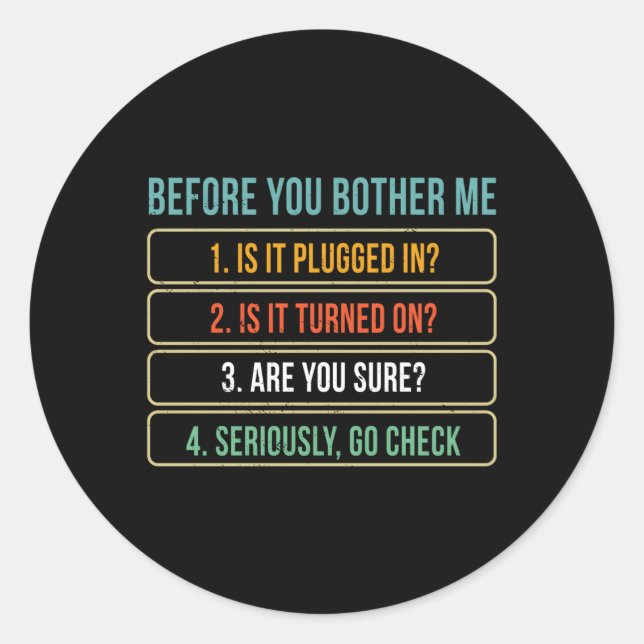 Adesivo Redondo Suporte técnico para tecnologia da informação (Frente)