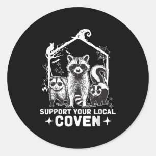 Adesivo Redondo Suportem Seu Coven Raccoon Local Ogambm Skunk Hal