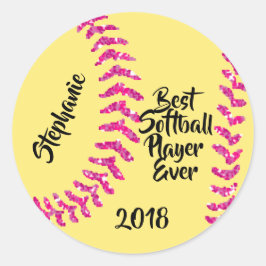 Adesivo Redondo Suportes de Softball com Lâmpadas Cinzentas Cintil
