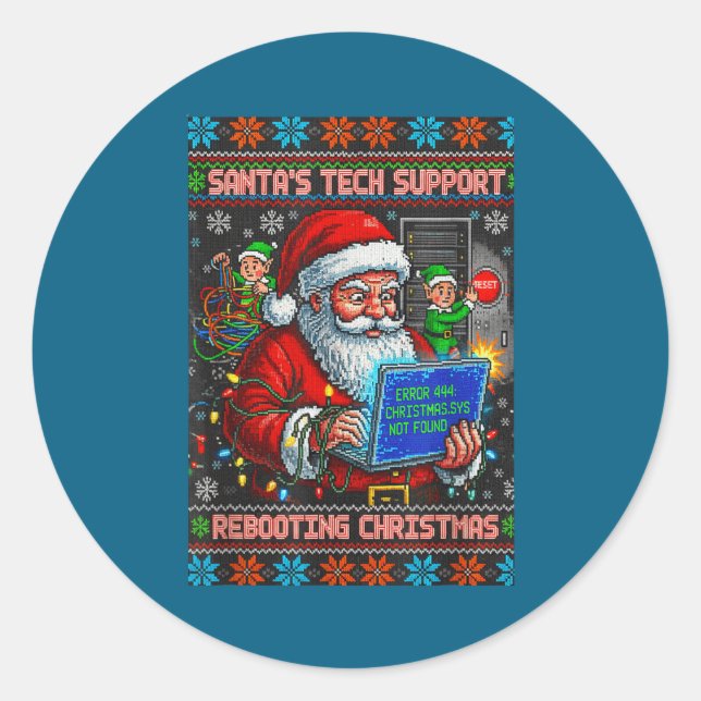 Adesivo Redondo Support s Tech Santa Ugly Rebooting (Frente)